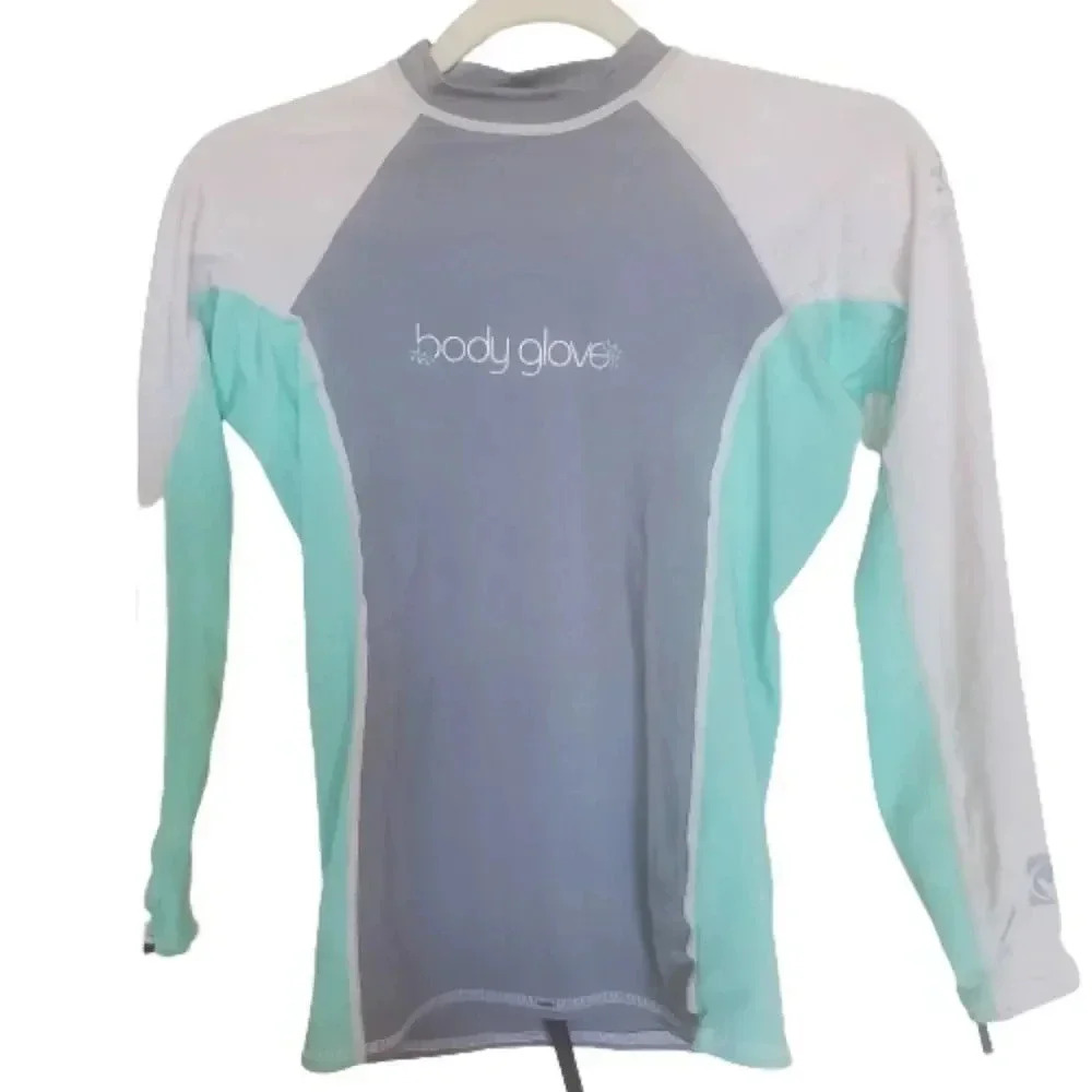 Body Glove long sleeve green, gray and white rash guard Size Small